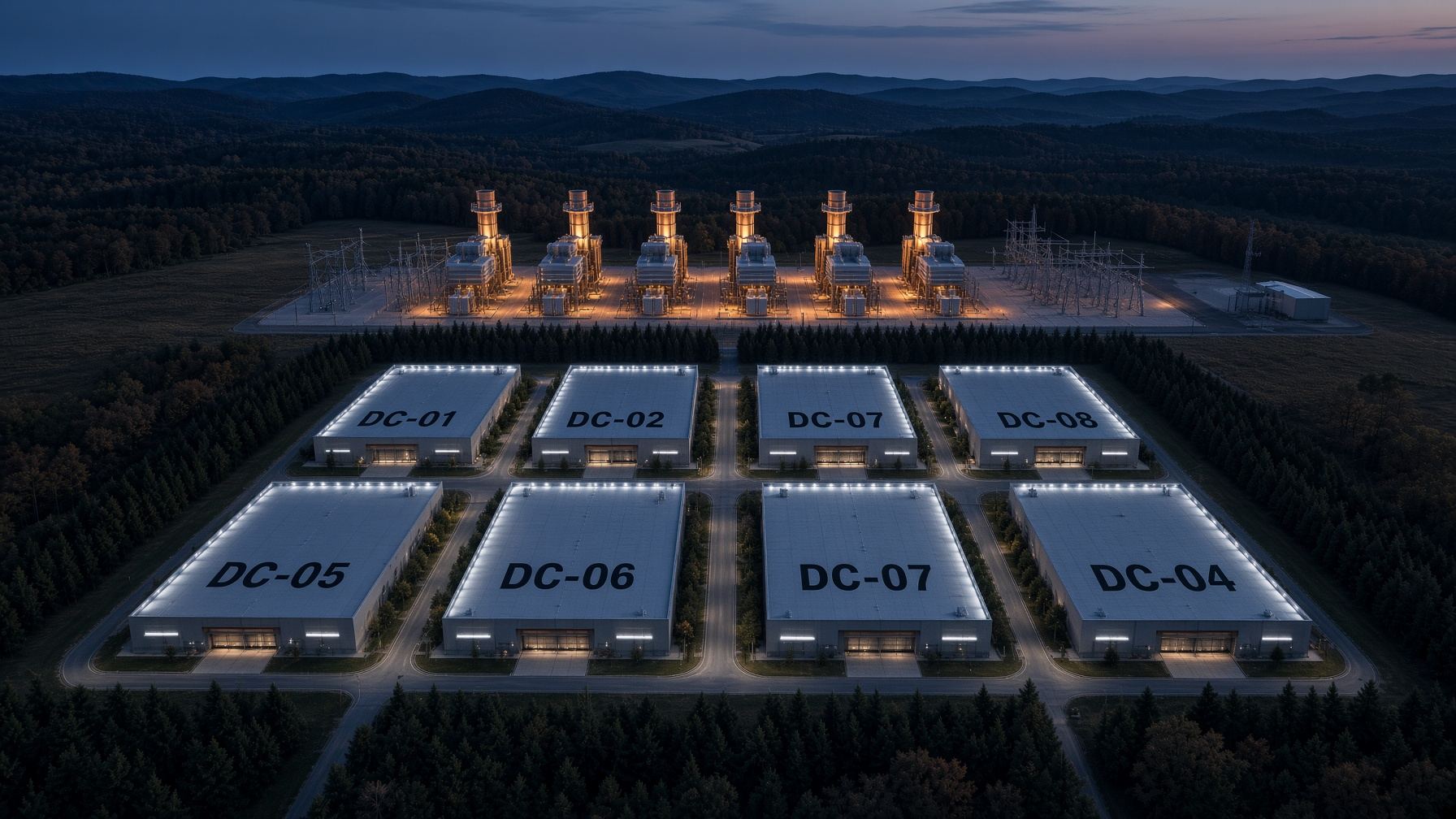Liberty Power Park campus at night